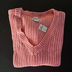 PINK Victoria's Secret Coral-Peach V-Neck Knit Sweater